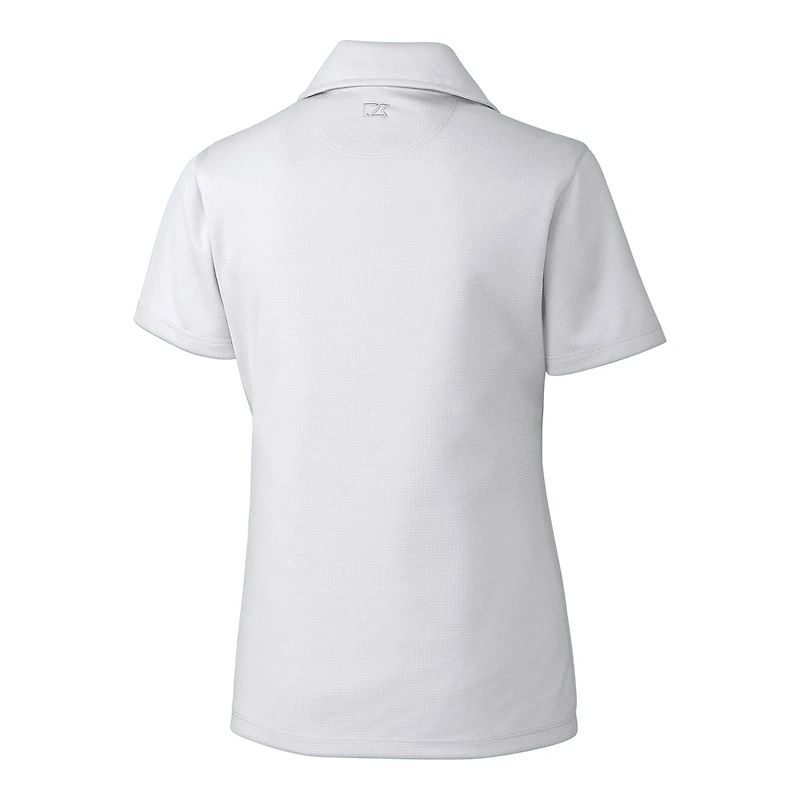 Polo texturé uni blanc pour femme Cutter & Buck Cleveland Guardians avec logo Americana DryTec Genre