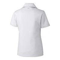 Polo texturé uni blanc pour femme Cutter & Buck Cleveland Guardians avec logo Americana DryTec Genre