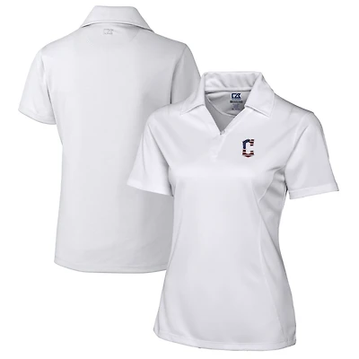 Polo texturé uni blanc pour femme Cutter & Buck Cleveland Guardians avec logo Americana DryTec Genre