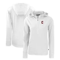 Sweat à capuche demi-zip écologique recyclé Daybreak des Cleveland Guardians pour femme, blanc, Cutter & Buck