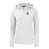 Sweat à capuche demi-zip écologique recyclé Daybreak des Cleveland Guardians pour femme, blanc, Cutter & Buck