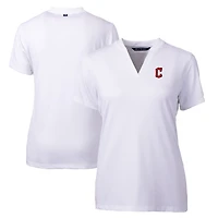 Haut à col en V extensible DryTec Forge pour femme, blanc, Cutter & Buck, Cleveland Guardians