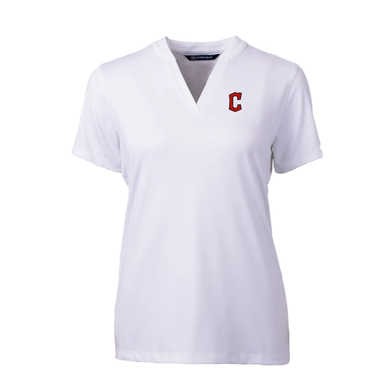Haut à col en V extensible DryTec Forge pour femme, blanc, Cutter & Buck, Cleveland Guardians