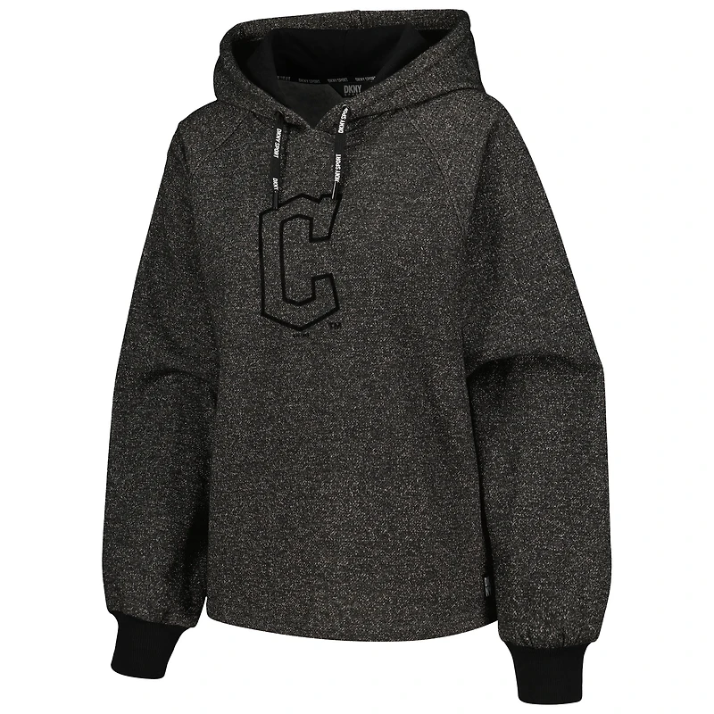 Women's DKNY Sport Black Cleveland Guardians Debbie Dolman Raglan Pullover Hoodie