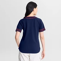 T-shirt raglan à col en V Fanatics Navy Cleveland Guardians Diva Race Ahead pour femme