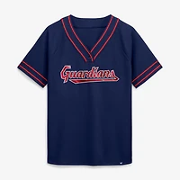 T-shirt raglan à col en V Fanatics Navy Cleveland Guardians Diva Race Ahead pour femme