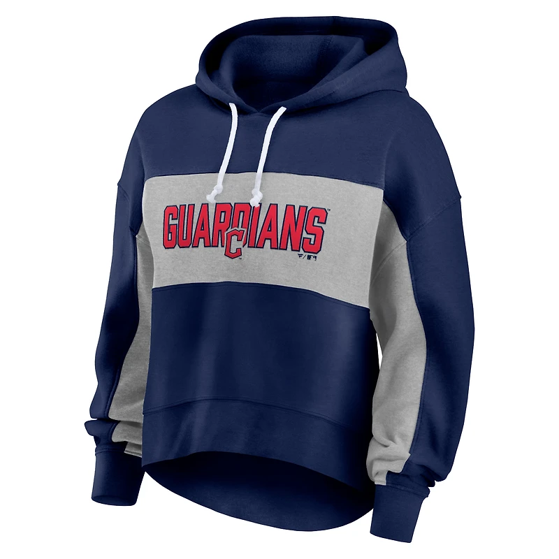 Women's Fanatics Navy Cleveland Guardians Filled Stat Sheet Pullover Hoodie