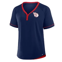 Women's Fanatics Navy Cleveland Guardians League Diva Star Raglan V-Neck T-Shirt