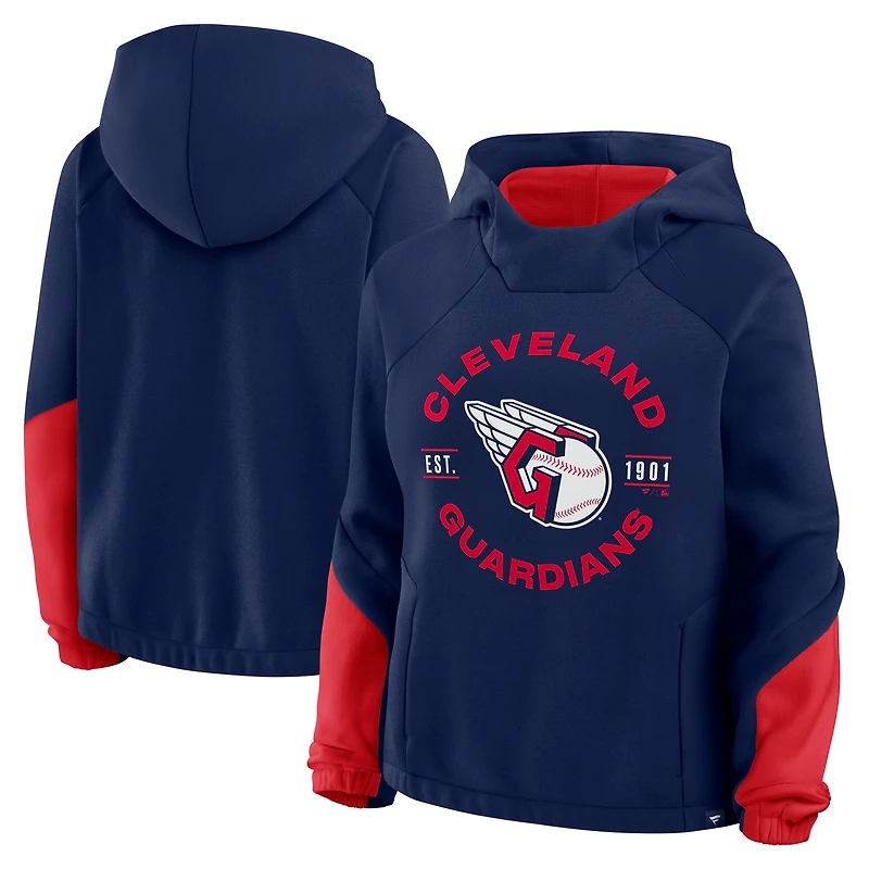 Women's Fanatics Navy Cleveland Guardians Oversized Time to Win Pullover Hoodie