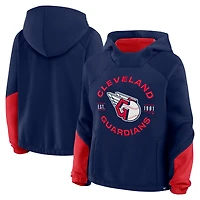 Women's Fanatics Navy Cleveland Guardians Oversized Time to Win Pullover Hoodie
