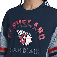 Haut oversize hors saison G-III 4Her pour femme par Carl Banks, bleu marine, Cleveland Guardians