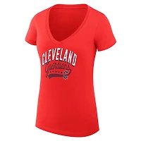 Women's G-III 4Her by Carl Banks Red Cleveland Guardians Super-Slim Fit Lightweight Filigree Team V-Neck T-Shirt