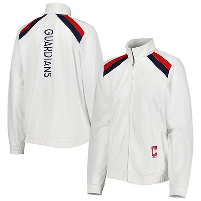 Veste de survêtement à glissière pleine longueur G-III 4Her by Carl Banks Cleveland Guardians Red Flag pour femme, blanc