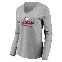 Women's  Gray Cleveland Guardians Evanston Stencil Long Sleeve V-Neck T-Shirt
