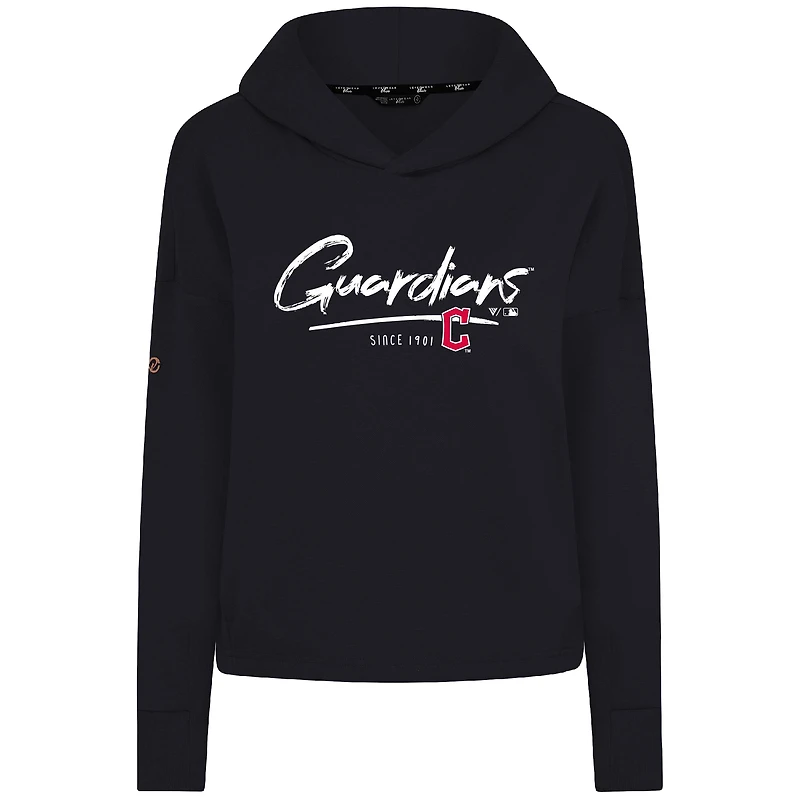 Sweat à capuche court noir Levelwear pour femme, Cleveland Guardians, Accolade Sweet Express, en mélange tri-mélange