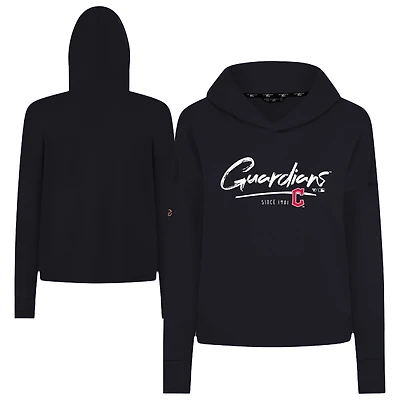 Sweat à capuche court noir Levelwear pour femme, Cleveland Guardians, Accolade Sweet Express, en mélange tri-mélange