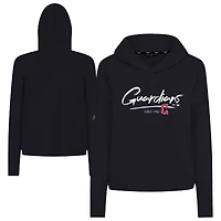 Sweat à capuche court noir Levelwear pour femme, Cleveland Guardians, Accolade Sweet Express, en mélange tri-mélange