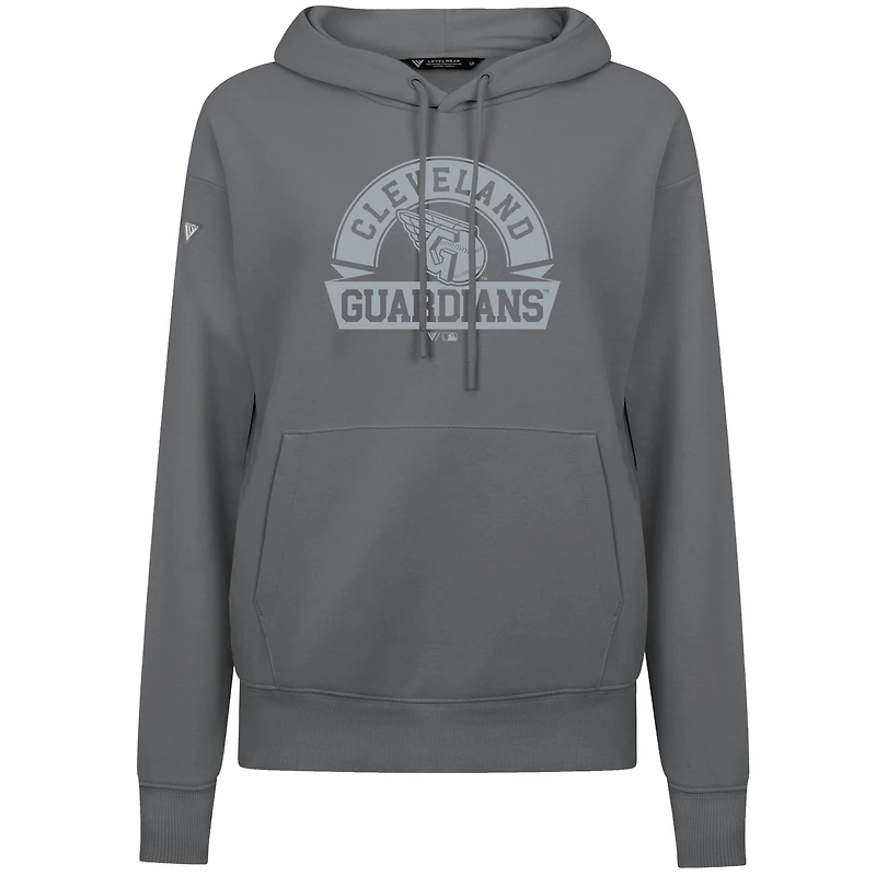 Sweat à capuche gris pour femme Levelwear Cleveland Guardians Adorn Banner Arch
