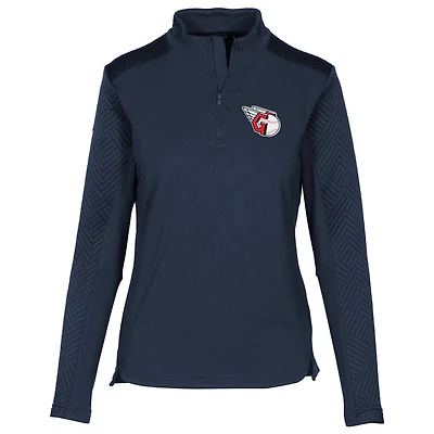 Women's Levelwear Navy Cleveland Guardians Daybreak Quarter-Zip Pullover Top