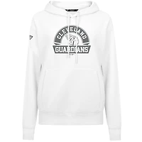 Women's Levelwear White Cleveland Guardians Adorn Banner Arch Pullover Hoodie