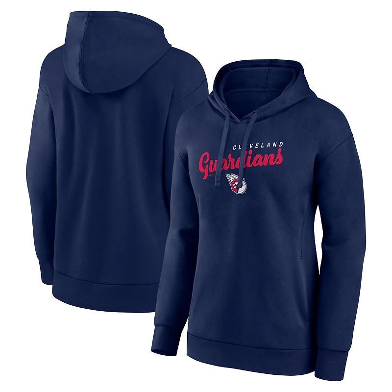 Women's Logo Athletic Navy Cleveland Guardians Triumphant V-Neck Pullover Hoodie