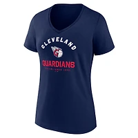 T-shirt à col en V pour femme, bleu marine, avec logo athlétique, Cleveland Guardians, Unrivaled