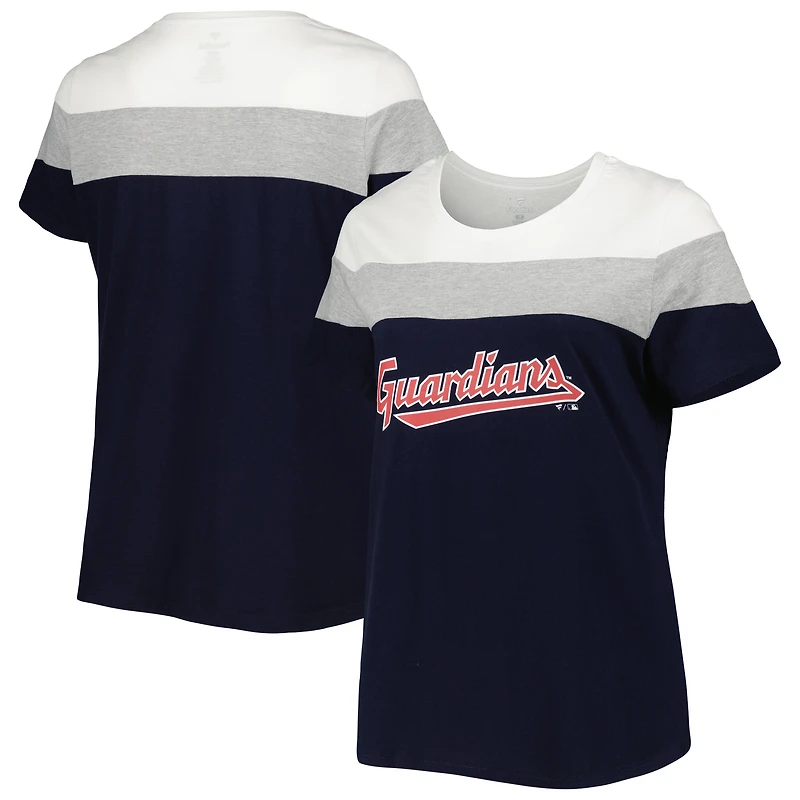 Women's Navy/Heather Gray Cleveland Guardians Plus Colorblock T-Shirt