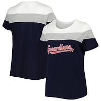Women's Navy/Heather Gray Cleveland Guardians Plus Colorblock T-Shirt