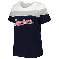 Women's Navy/Heather Gray Cleveland Guardians Plus Colorblock T-Shirt