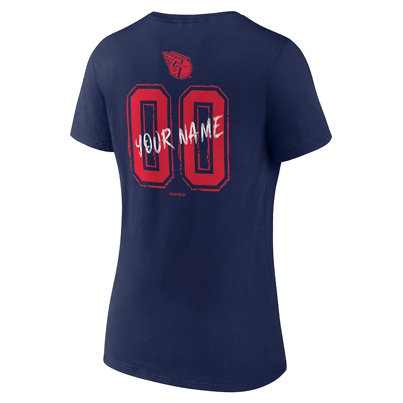 Women's Navy Cleveland Guardians Hustle Personalized Name & Number V-Neck T-Shirt