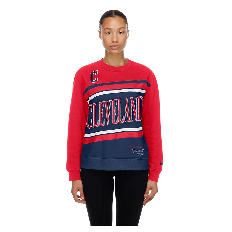 Sweat-shirt polaire New Era bleu marine/rouge pour femme, modèle Cleveland Guardians Gameday