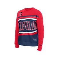 Women's New Era  Navy/Red Cleveland Guardians Gameday Fleece Sweatshirt