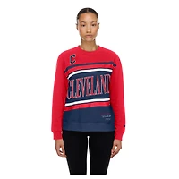Sweat-shirt polaire New Era bleu marine/rouge pour femme, modèle Cleveland Guardians Gameday