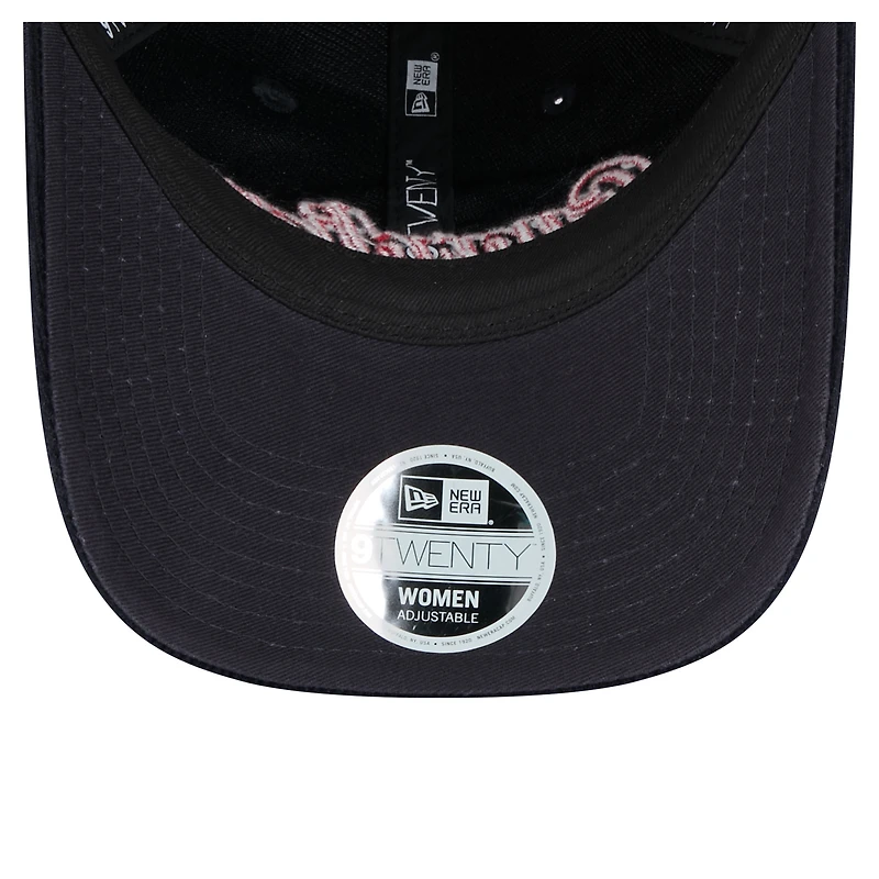 Casquette ajustable Cleveland Guardians 9TWENTY en velours côtelé bleu marine New Era pour femme