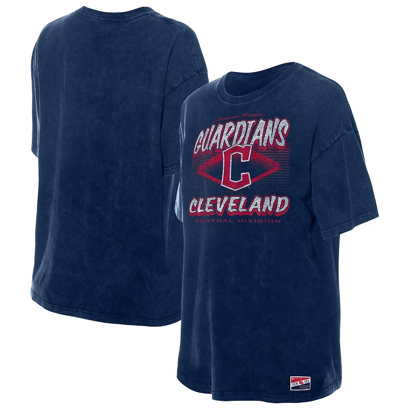 T-shirt oversize bleu marine Cleveland Guardians pour femme New Era à délavage minéral