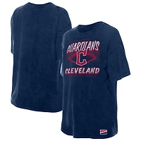 T-shirt oversize bleu marine Cleveland Guardians pour femme New Era à délavage minéral