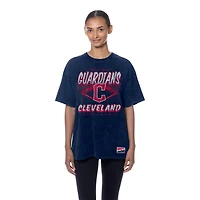 T-shirt oversize bleu marine Cleveland Guardians pour femme New Era à délavage minéral