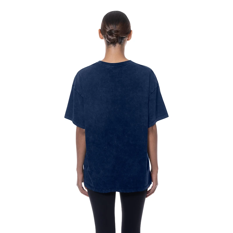 T-shirt oversize bleu marine Cleveland Guardians pour femme New Era à délavage minéral