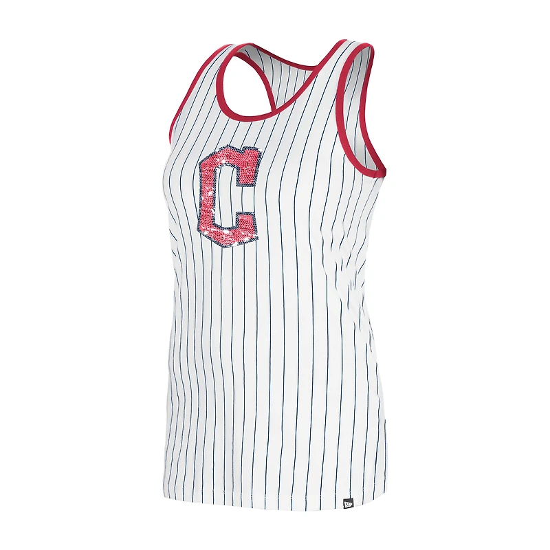Débardeur à fines rayures Gameday Cleveland Guardians blanc New Era pour femme