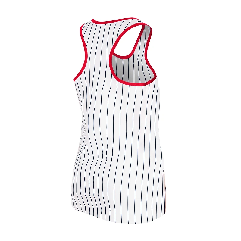Débardeur blanc à dos nageur sequins et fines rayures des Cleveland Guardians New Era pour femme