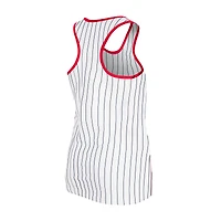 Débardeur blanc à dos nageur sequins et fines rayures des Cleveland Guardians New Era pour femme
