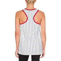 Débardeur blanc à dos nageur sequins et fines rayures des Cleveland Guardians New Era pour femme