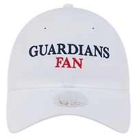 Casquette ajustable New Era blanche pour femme, modèle 9TWENTY, pour supporter des Cleveland Guardians