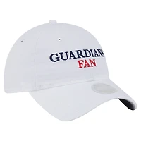 Casquette ajustable New Era blanche pour femme, modèle 9TWENTY, pour supporter des Cleveland Guardians