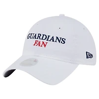 Casquette ajustable New Era blanche pour femme, modèle 9TWENTY, pour supporter des Cleveland Guardians