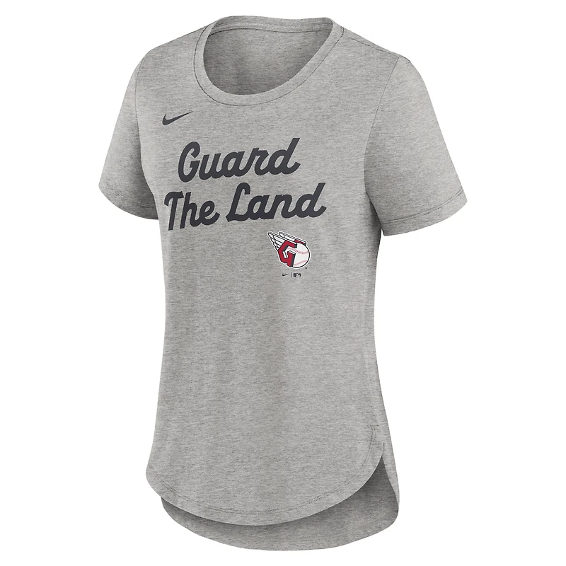 Women's Nike Heather Gray Cleveland Guardians Script Tri-Blend T-Shirt