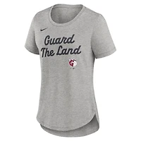 Women's Nike Heather Gray Cleveland Guardians Script Tri-Blend T-Shirt