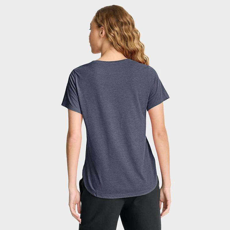 Women's Nike Heather Navy Cleveland Guardians Arched Tri-Blend T-Shirt
