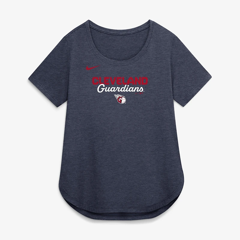T-shirt Nike Heather Navy Cleveland Guardians Arched Tri-Blend pour femme