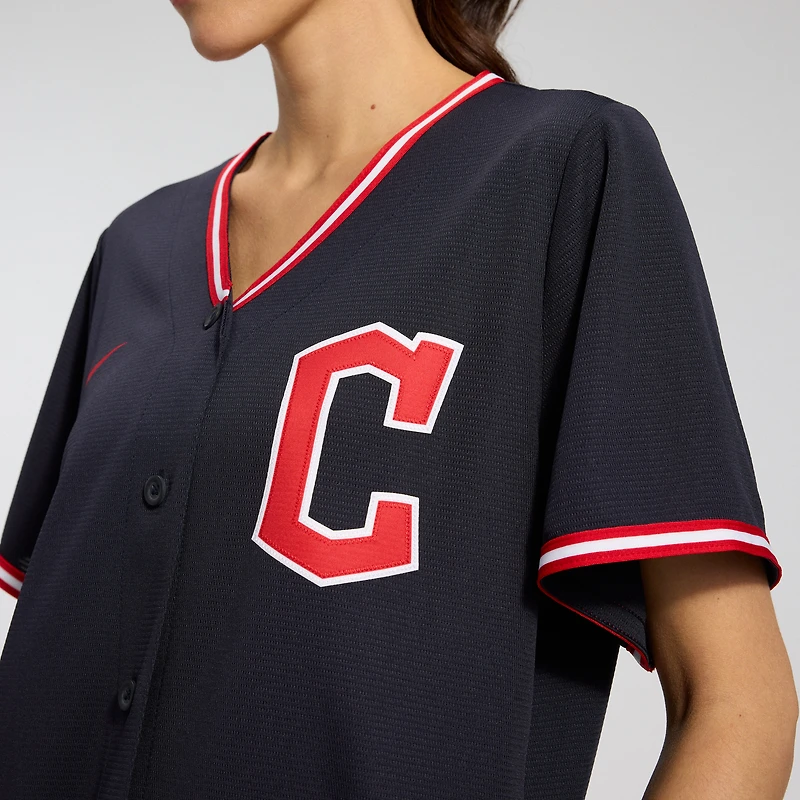 Maillot réplique alternatif Nike bleu marine des Cleveland Guardians pour femme